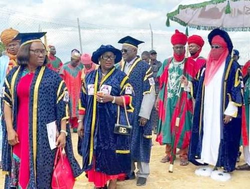 Prof  Oyo Ita DVC  Academics leading other  dignatories during the UNICAL 35th Convocation ceremony