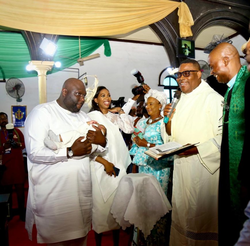 Senator Akpabio, Otu, Odey, Others Attend Senator Ekpenyongs Thanksgiving Service And Child Dedication In Calabar