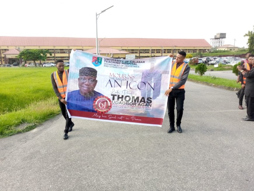 Procession By UCTH Community In Honour Of Late Prof Thomas Agan Immediate Past CMD