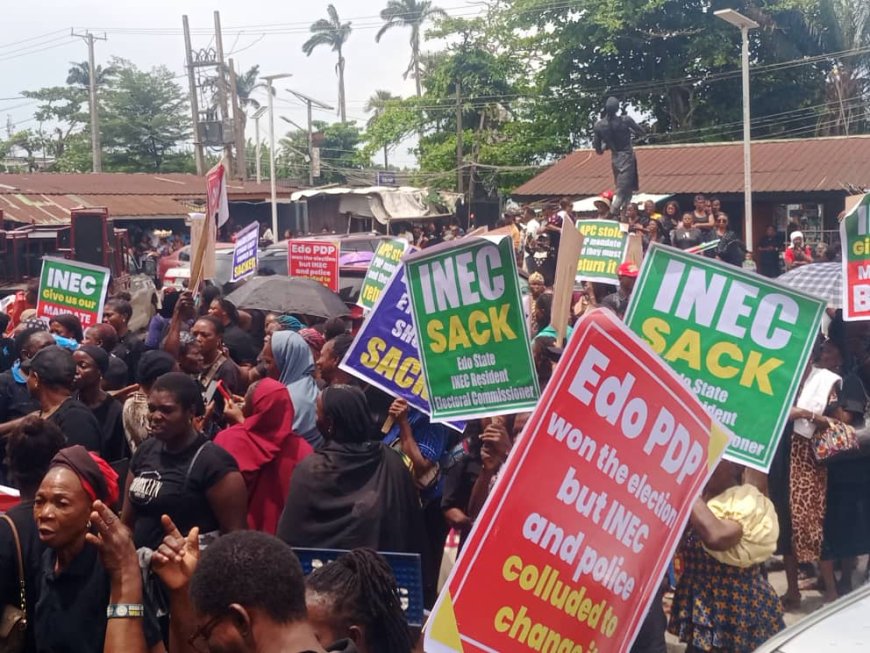 Guber Election: Edo Women Protest Against INEC