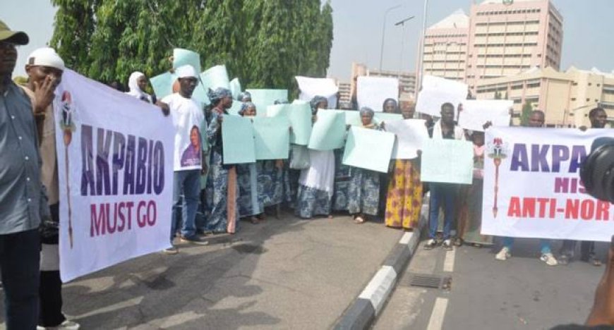 BREAKING: Pro-Natasha Demonstrators Storm Abuja, Demand Akpabio’s Resignation