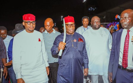 PHOTO NEWS: High-powered delegation from CRSG led by Deputy Governor Peter Odey, on hand, yesterday at the Margaret Ekpo Int'l Airport in Calabar to welcome the Senate President, Senator Godswill Akpabio
