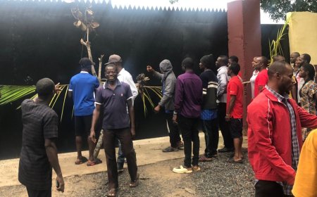 Irate Youths Seal  Off Illegal Chinese Wood Processing Factory In Ikom