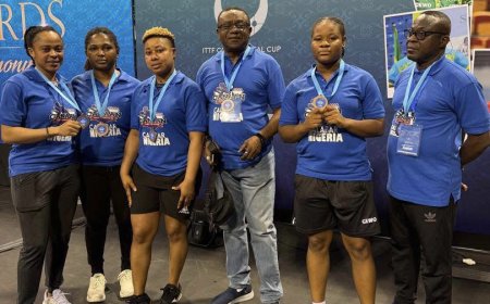 African Table Tennis Club Championship: Canaan Queens Win Bronze, Otu Congratulates Players.