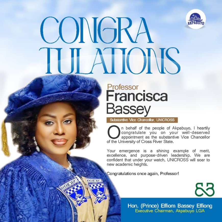 Akpabuyo LG Chairman Congratulates UNICROSS New VC Prof. Francisca Bassey