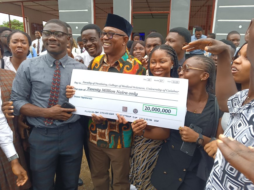 Peter Obi Decries Leadership Failure in Education Sector, Donates ₦20m to Boost Unical Dental Faculty