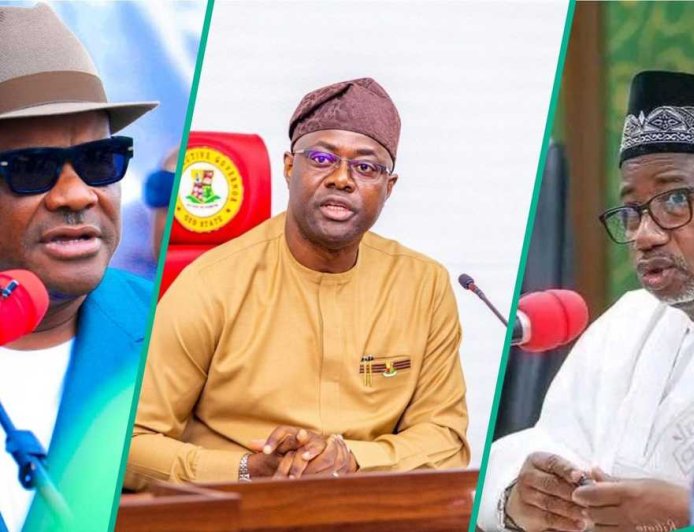 BREAKING: Gov Makinde, Bala, Wike Clash At Abuja PDP Secretariat