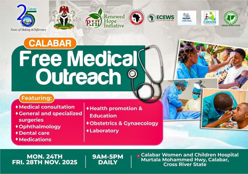 FG, NDDC Set to Hold Comprehensive Free Medical Outreach in Calabar