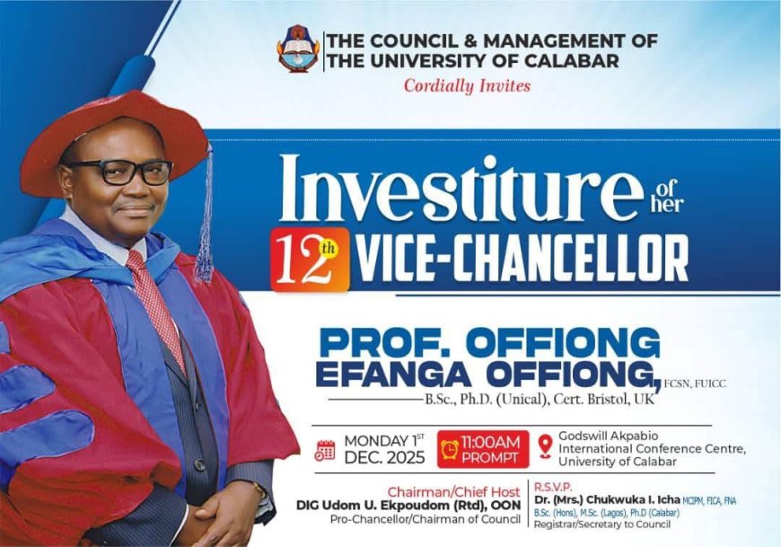 UNICAL SET FOR INVESTITURE OF 12TH VICE-CHANCELLOR