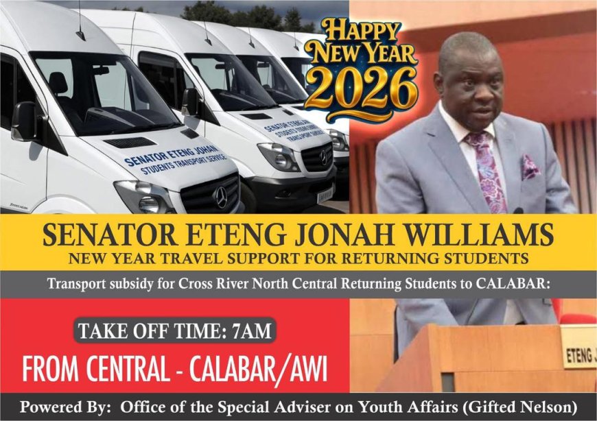 Senator Eteng Williams Relaunches Free Yuletide Bus Shuttle for Cross River Students