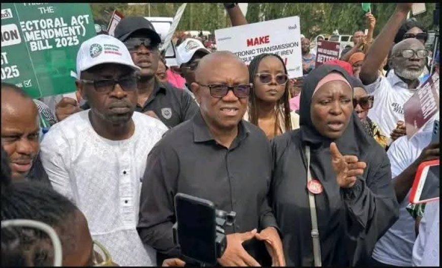 Electoral Reforms: Obi, Aisha Yusuf Lead Protest To NASS