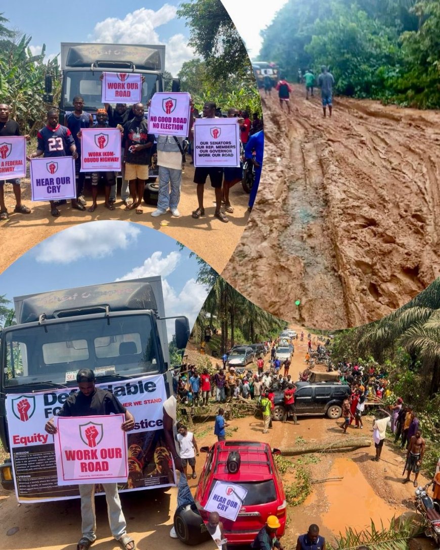 Protests Intensify at Ikom–Obudu Road as Youths Demand Urgent Intervention