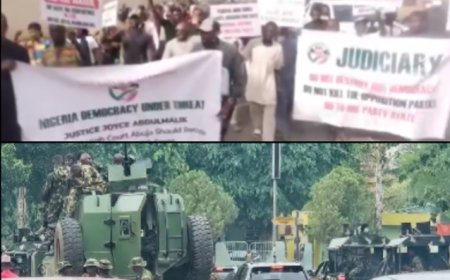 ADC Protest: Security Operatives Barricade INEC Headquarters in Abuja