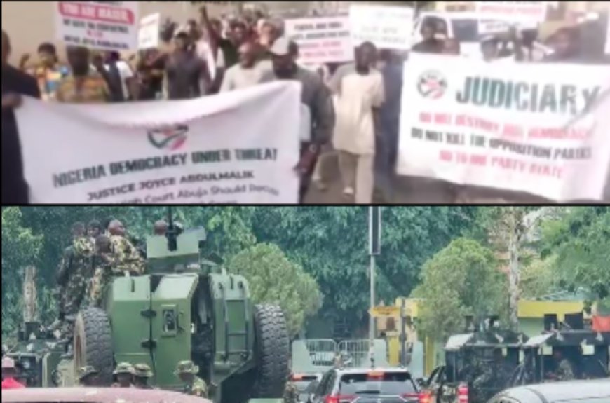 ADC Protest: Security Operatives Barricade INEC Headquarters in Abuja