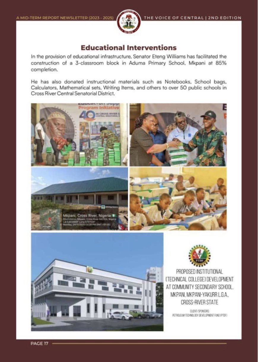Three Years of Impact: Senator Eteng Williams’ Education Interventions Transform Cross River Central