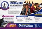 UNICAL: Department  of Journalism and Media Studies Opens Admission Application For Prospective Students
