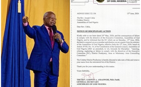 Assemblies of God Nigeria Dismisses Ex-UCOR Chaplain Over Alleged Defiance of Directive