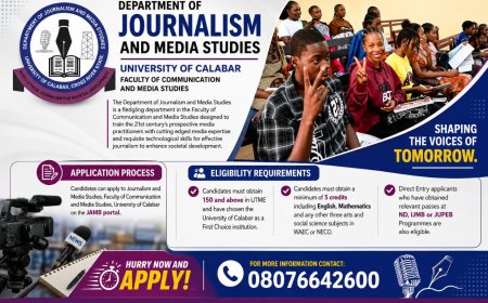 UNICAL: Department  of Journalism and Media Studies Opens Admission Application For Prospective Students