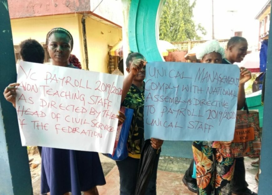 266 UNICAL Staff Protest 7 Years Unpaid Salaries, Non-Enrollment in IPPIS